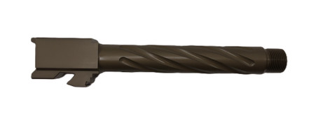 Combat Armory Barrel Fits Glock 17 9mm Match Thick Spiral Fluted Barrel Threaded in Dark Earth