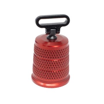 Shotgun Magazine Cap Extended Triple Knurled (Red) - Short W/ Sling Swivel